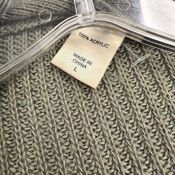 DayTrip Women's Distressed Knit Cardigan Open Front Long Sleeve Green Size Large - Picture 8 of 8